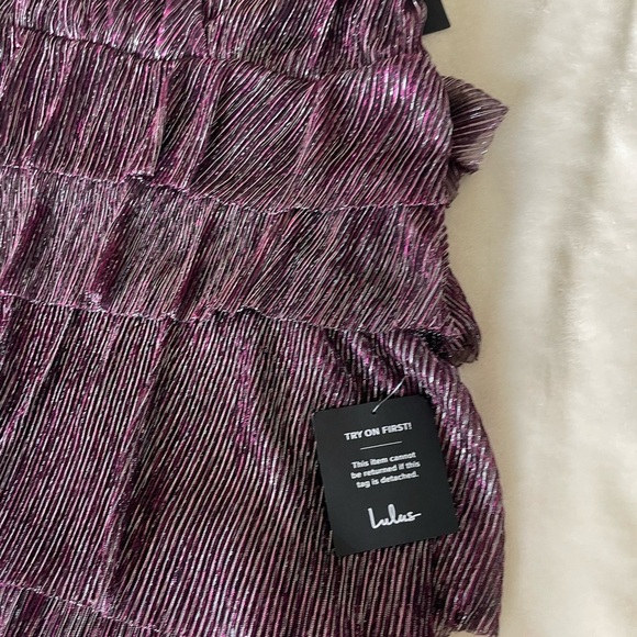 Lulu's Metallic Purple Tiered Mini Dress - Picture 6 of 16